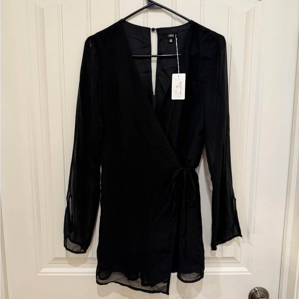 Black Sheer Wrap Jumpsuit